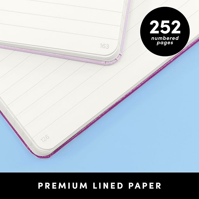 PAPERAGE Lined Journal Notebook, (Navy), 252 Pages, Medium 5.6 in x 8 in - 100 GSM Thick Paper – Hardcover Journaling Notebook for Work, School & Note Taking