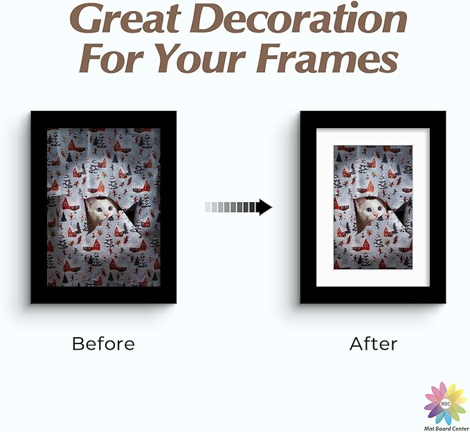 Mat Board Center, Pack of 50, 5x7 for 4x6 White Mats - Acid Free, 4-ply Thickness, White Core - for Pictures, Photos, Framing