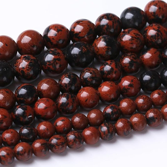 36PCS 10MM Red Black Jasper Stone Beads Energy Healing Beads for DIY Jewelry Bracelet Necklace Making for Jewelry Making 15Inch
