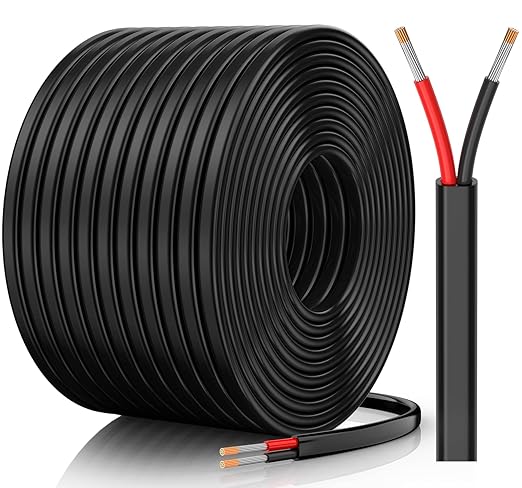 16 Gauge Wire, 16 AWG 2 Conductor Electrical Wire, Flexible/Oxygen-Free Tinned Copper/Stranded PVC 16/2 Cord for Automotive, Marine, LED Strips, Solar, RV, Lighting (100FT)