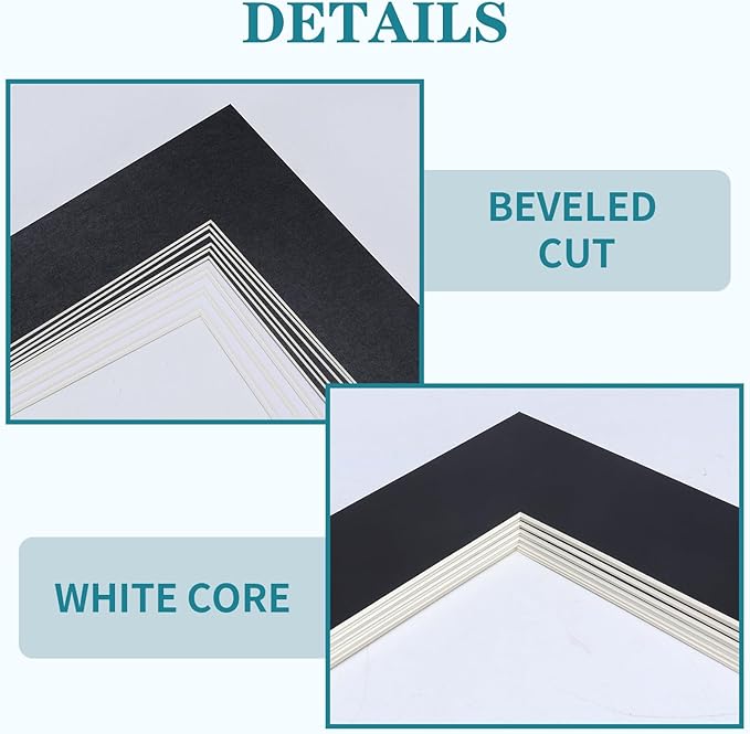 ZBEIVAN 12 Packs White and Black Colors 11x14 Picture Frame Mats for 8x10 Photos, Artworks and Prints, White Core Bevel Cut Frame Mattes