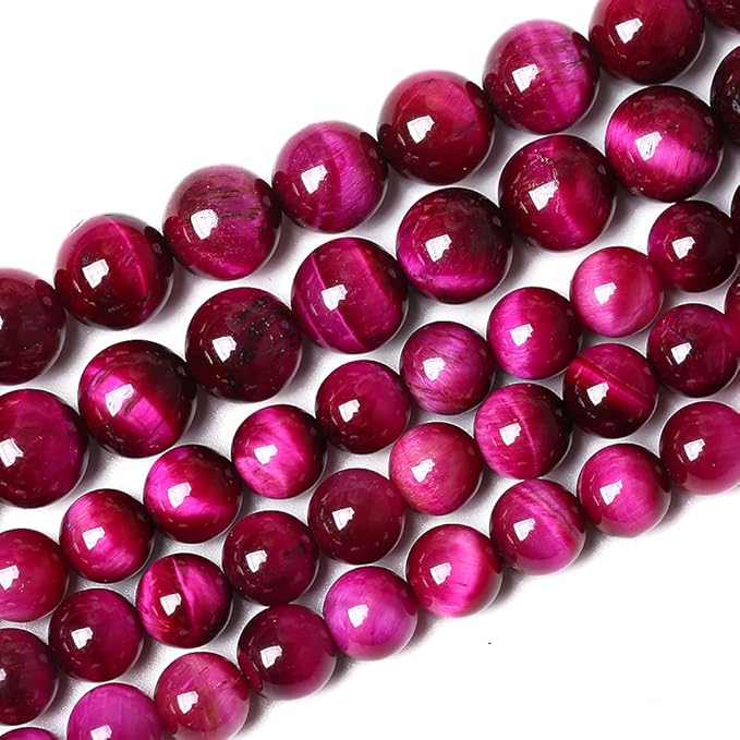 10mm 38pcs Natural Rose Red Tiger Eye Agate Stone Round Loose Beads for Jewelry Making Semi-Precious Beads DIY Bracelet Necklace (Rose Red Tiger Eye Stone, 10mm)