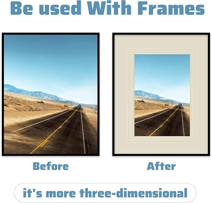 HOTUO 10 Pack Acid Free Ivory Picture Frame Mats, Pre-Cut 11x14 Picture Mats with Ivory Core Bevel Cut for 8x10 Photo, Signature Friendly 4 Ply Thickness Photo Mat for Frames (Ivory with V-Groove)