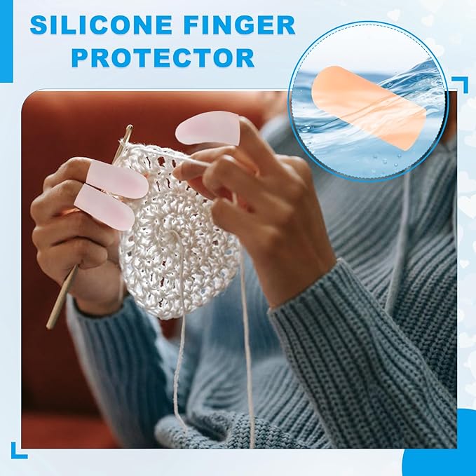PATIKIL Gel Finger Cots 1.8"x0.67", 14 Pcs Silicone Finger Protector Support Finger Sleeve Cushions Thumb Protector Covers Fingertip Caps Gloves for Finger Cracking, Beige