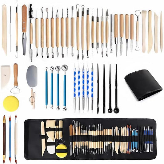 Clay Tools Kit, 52 PCS Complete Clay Tools Set for Sculpting and Pottery, Pottery Tools Includes Polymer Clay Tools, Sculpting Tools, Ceramic Tools, Clay Carving Tools, Perfect Pottery Tool Kit