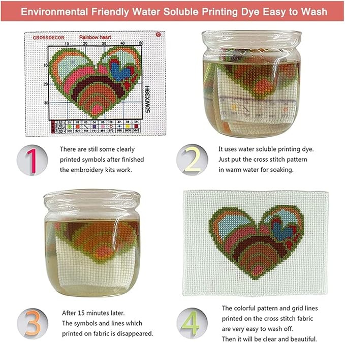 Leczany Cross Stitch Stamped Kit for Adults or Kids - Lovely Snow Leopard | DIY Embroidery Starter Patterns Craft Kit Needlepoint for Beginner | 11CT, 3 Strands | 16.5x13.4 inches