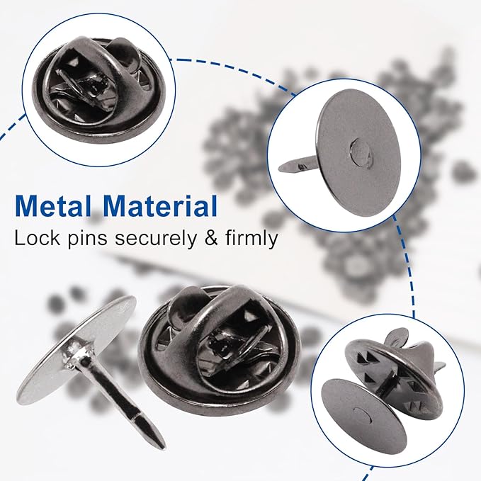 130 Set Pin Backs, Blank Pins Scatter Butterfly Clutch Pin Holder Enamel Pin Locking Backs Tie Tacks Jewelry Pin Backings Clasp for Brooch Lapel Hat Uniform Badges Tie Tack (10mm, Black)