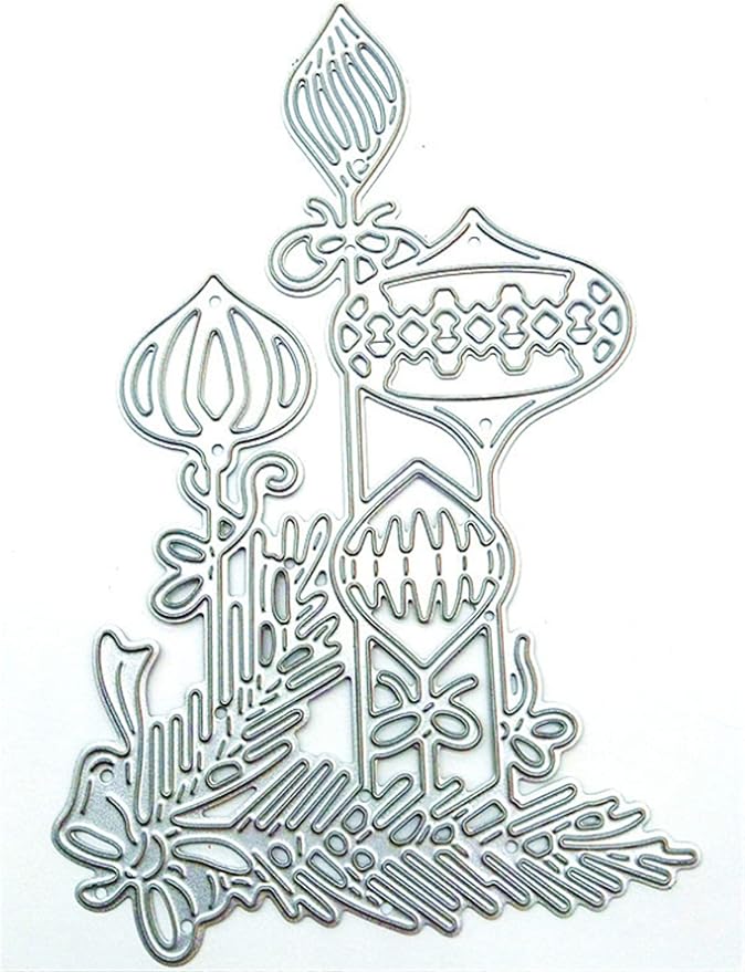 Metal Cutting Dies DIY Merry Christams Embossing Stencil Template Scrapbooking Card Making Mold Photo Album Arts Crafts Tools (Christmas ornament-12.7x8cm)