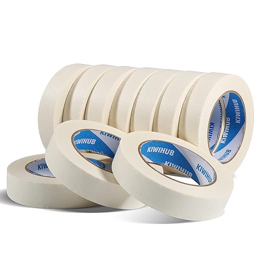 White Painters Tape,1 inch x 60 Yards x 10 Rolls (600 Yards Total) - Medium Adhesive White Masking Tape for Painting,Labeling,DIY Crafting,Decoration and School Projects