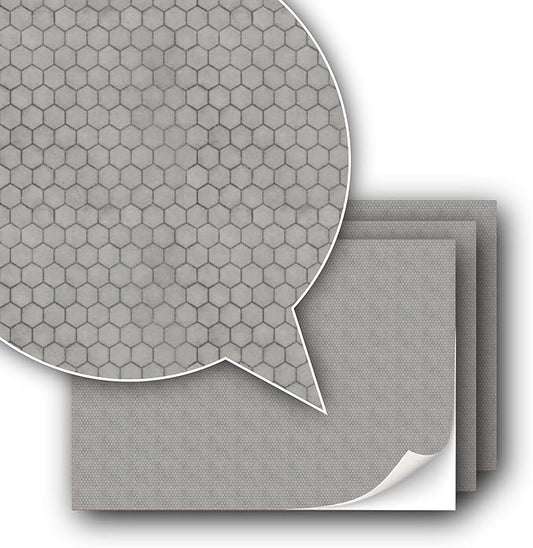 3 Sheets Self-Adhesive Decorative Film Paving Stones and Surfaces for Model Making in Scale 1:87 Scale H0 (UK: 3.5 mm Scale) (Concrete Hexagons)