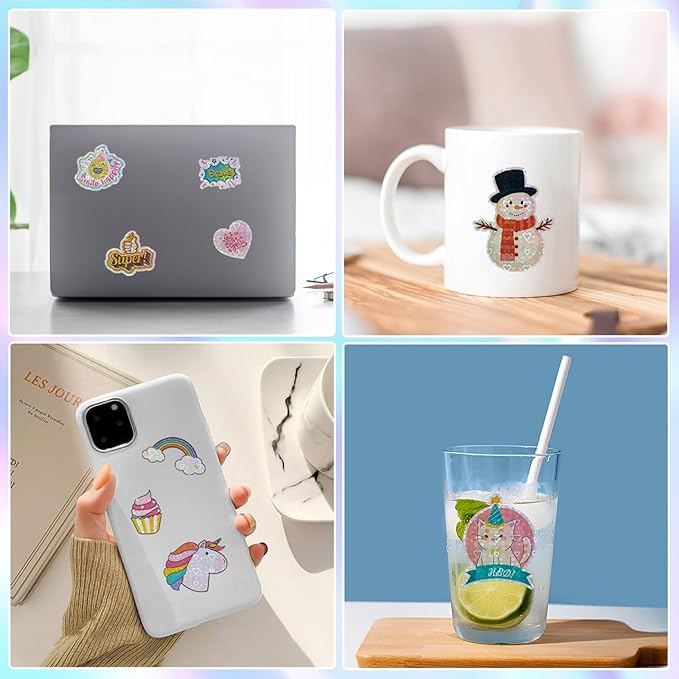 20 Sheets Holographic Sticker Paper,8.5x11 Inch Clear Printable Vinyl Sticker Papers,Self-Adhesive Waterproof for Inkjet/Laser Printer（Clear Heart）