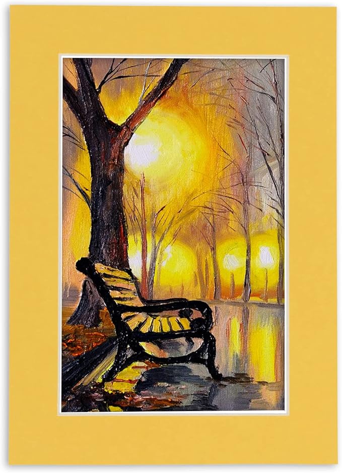 Pack of 25 Acid Free 8.5x11 Mats Bevel Cut for 7x9 Photos - Chamois Yellow Precut Matboards With Backing Boards and Clear Photo Mat Bags For Pictures, Photos, Framing - 4-ply Thickness