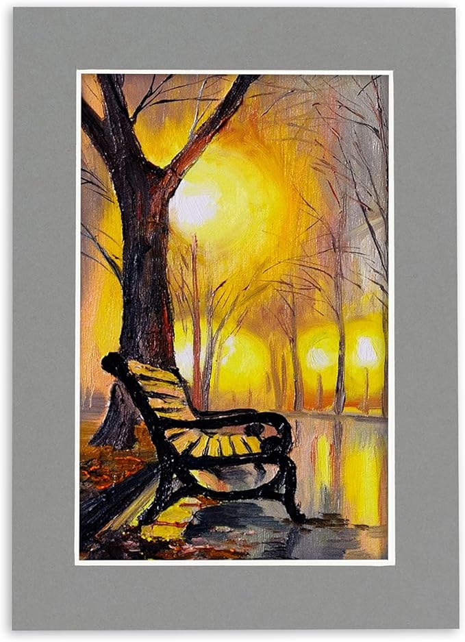 11x14 Mat for 8.5x11 Photo - Precut Mid Grey Picture Matboard for Frames Measuring 11 x 14 Inches - Bevel Cut Matte to Display Art 8.5 x 11 Inches - Acid Free ONE MAT with Backing Board & Clear Bag