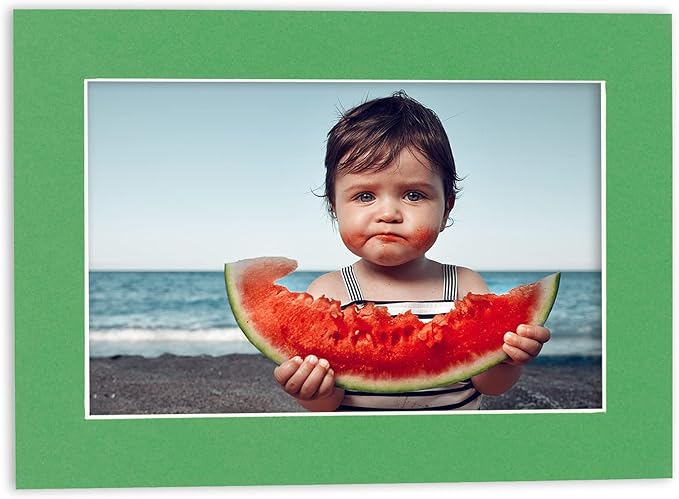 6x8 Mat for 8x10 Frame - Precut Mat Board Acid-Free Show Kit with Backing Board, and Clear Bags Bright Green 6x8 Photo Matte Made to Fit a 8x10 Picture Frame Matboard for Framing, Pack of 25 Mats