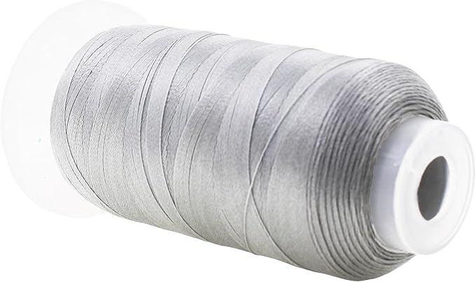 Mandala Crafts Silver Heavy Duty Thread - 1500 Yds Tex 70 Thread for Sewing Drapery Jeans Leather Hair - Bonded Polyester for Outdoor Marine Upholstery
