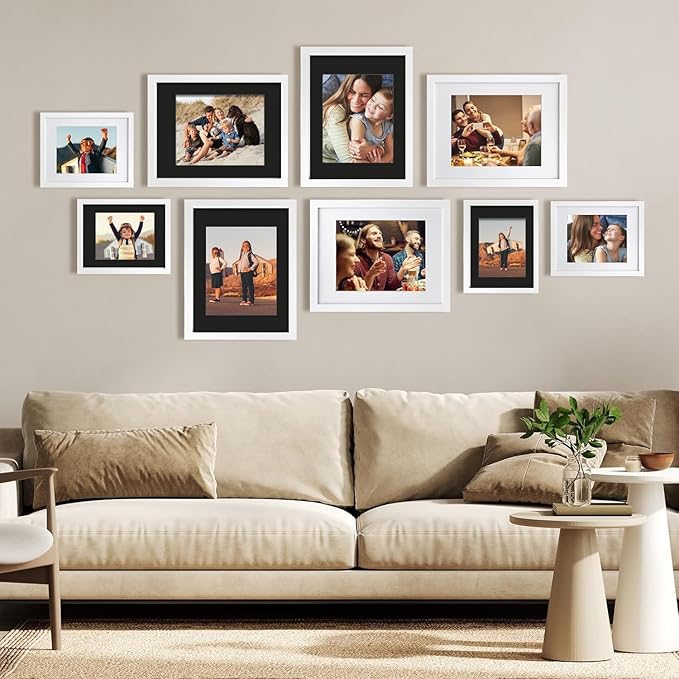Egofine 11x14 White Picture Mats Pack of 11, Frame Mattes for 8x10 Pictures, Acid Free, 1.2mm Thickness, with Core Bevel Cut