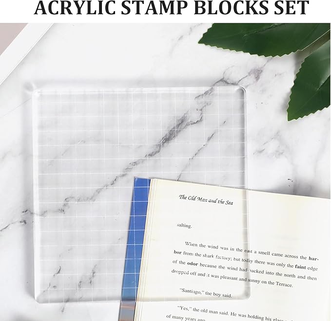 Large Acrylic Blocks for Stamping,5.9"×5.9" Transparent Acrylic Stamp Block,Clear Stamps for Card Making for DIY Crafts Scrapbooking Card Making Decorative Stamps