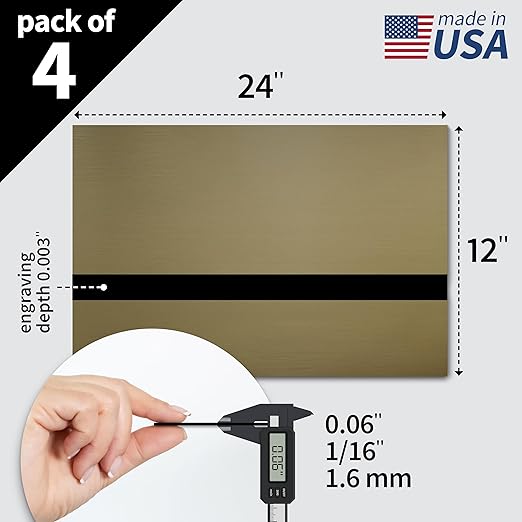 Trotec | Metallic Looking Acrylic Sheet | 12"x24"x1/16, 4 Pcs | Brushed Deep Bronze/Black | Metallic Finish - Scratch Resistant for Laser Engraving & Cutting,Printing,Glowforge,Name Plate | USA Made