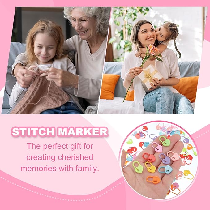 uxcell 400pcs Stitch Markers for Crocheting, Heart Shaped Crochet Marker Needle Clip Counter for Knitting Clothing Tag DIY Craft,Light Purple