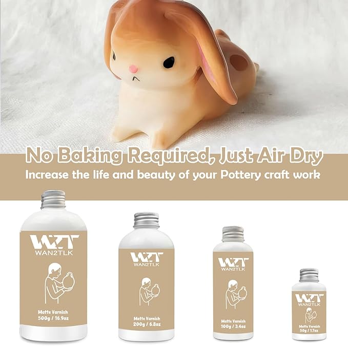 500ml Air Dry Clay Glaze, Clear Clay Varnish for Air Dry Clay Pottery, Waterproof and Scratch Resistant, Design for Air Dry Clay (Matte Varnish)