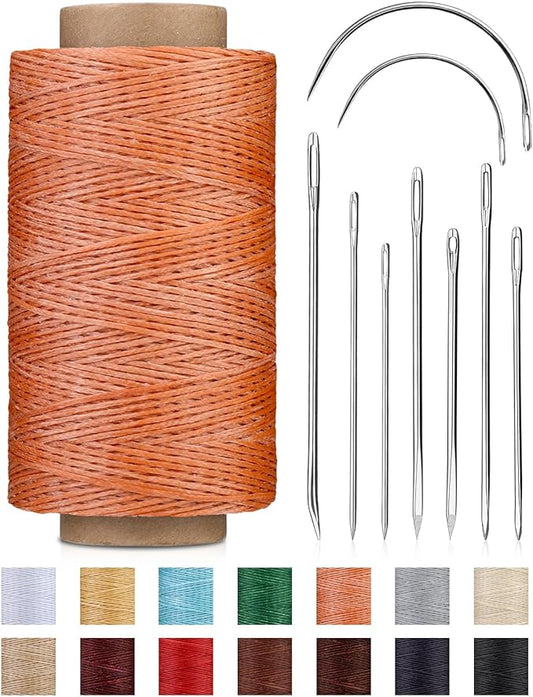 DIUDUS 218 Yards Upholstery Thread, Waxed Thread with Upholstery Needle, Heavy Duty Sewing Kit for Hand Sewing Carseat Sofa Leather Repair