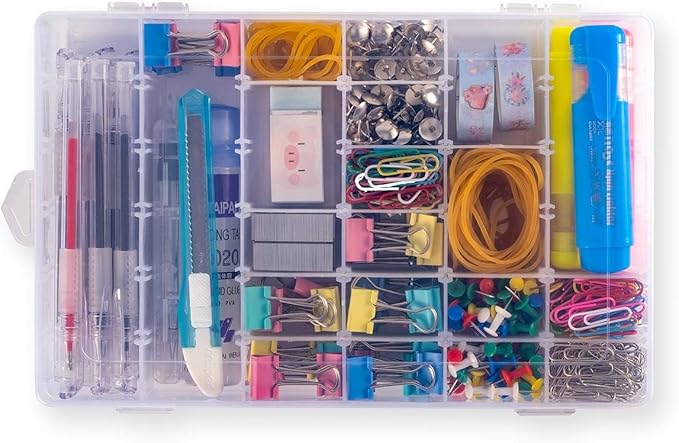 Plastic Organizer Container Box 36 Compartments Jewelry Storage Box with Adjustable Dividers (1 Pack)