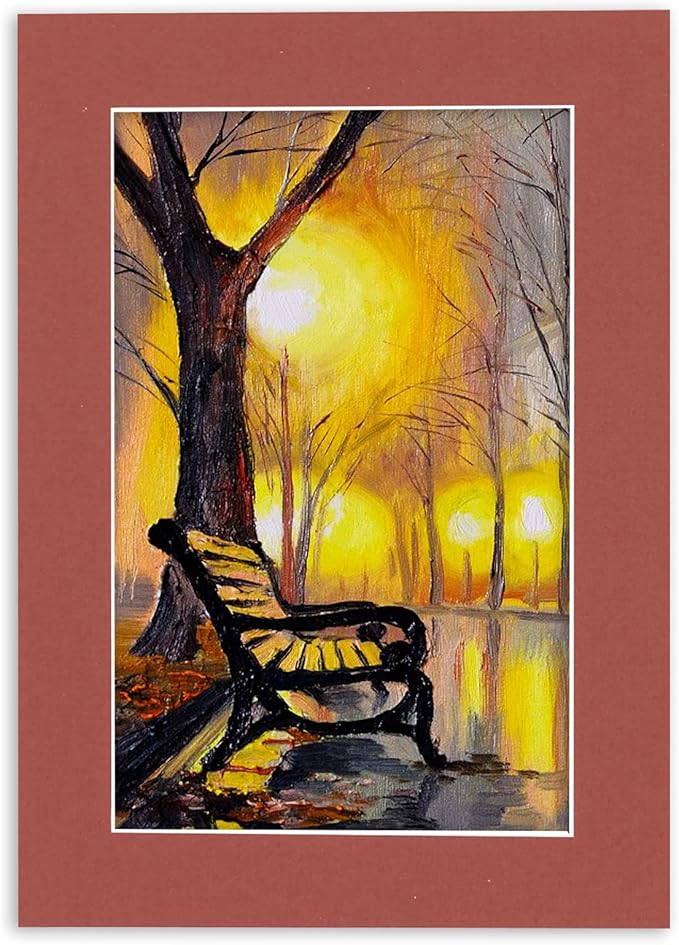 Pack of Ten Acid Free 11x14 Mats Bevel Cut for 8.5x11 Photos - Brick Red Precut Matboards With Backing Boards and Self Seal Photo Mat Bags For Pictures, Photos, Framing - 4-ply Thickness