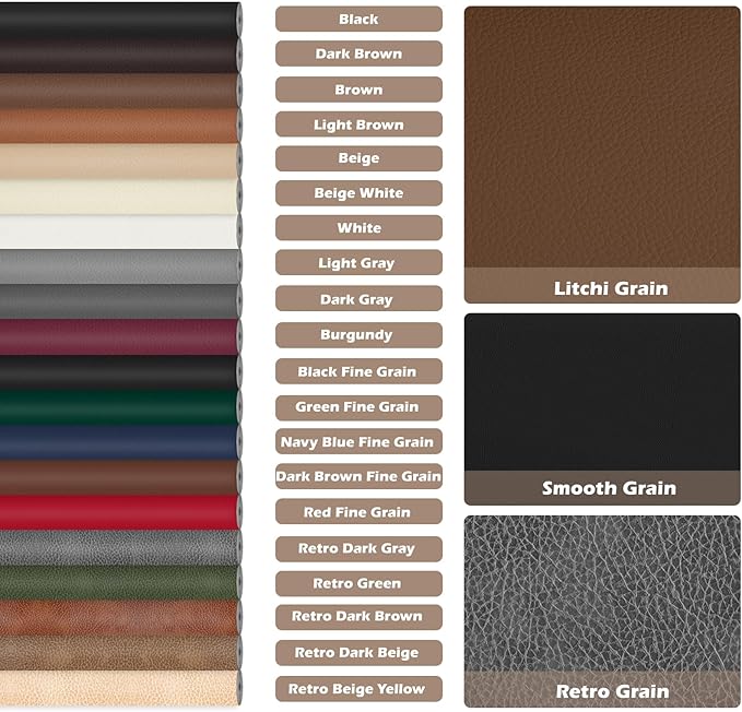 Leather Repair Tape, 16x40 inch Leather Patches for Furniture, Self Adhesive Leather Repair Patch for Sofas, Couches, Leather Covers, Seats, Chairs, Vinyl Repair Tape Beige White