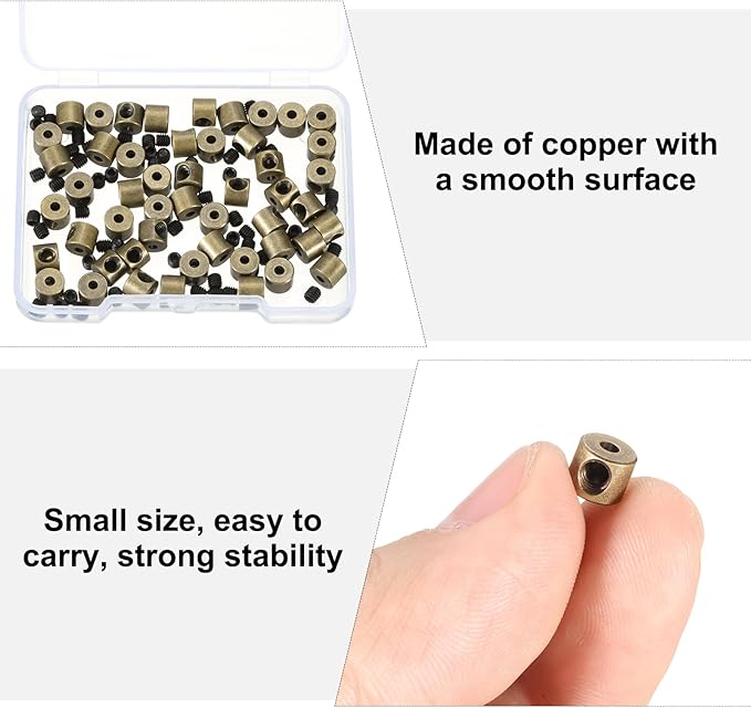 MECCANIXITY 50 Pcs Metal Locking Pin Backs, Locking Pin Keepers Clasp 5mm(H) with 4 Wrench Replacement in Storage Case for Badge, Brooch, Copper Tone