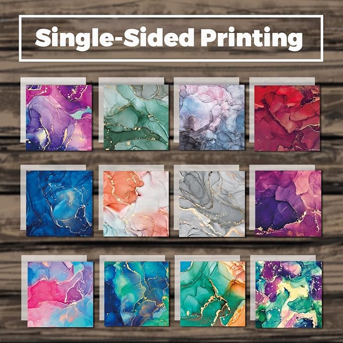 YASMEN Scrapbook Paper Pad 6×6, Marbled Pattern Watercolor Paper, 24 Sheets Single-Sided Colorful Cardstock Paper, Craft Card Making Paper Pack Scrapbooking Journal Supply Designer Art Paper Pad