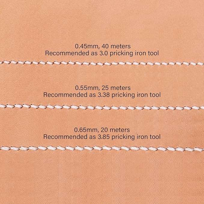 WUTA Leather Waxed Thread Round Polyester Sewing Threads Leather Craft Hand Stitching Line DIY Bracelet Thread Repair Work Cord with 12 Pcs Needles and Storage Bag (0.65mm)