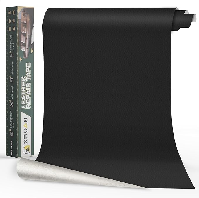 Leather Repair Tape, 23.6x79 inch Leather Patches for Furniture, Self Adhesive Leather Repair Patch for Sofas, Couches, Leather Covers, Seats, Chairs, Vinyl Repair Tape Black