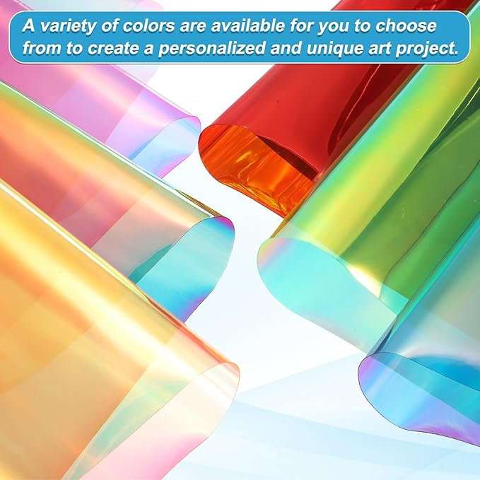 MECCANIXITY Holographic Clear PVC Vinyl Film Holographic PVC Fabric Waterproof Dichroic Film 12 x 48 Inch for Handbags Bows Earrings DIY Craft,Laser Cyan