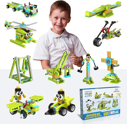 makerzoid Building Robot Kit, 370+ Educational DIY Building Blocks, 100+ Models STEM Robot Toy for Kids Ages 6+, Birthday Christmas Graduation Gift for Boys Girls