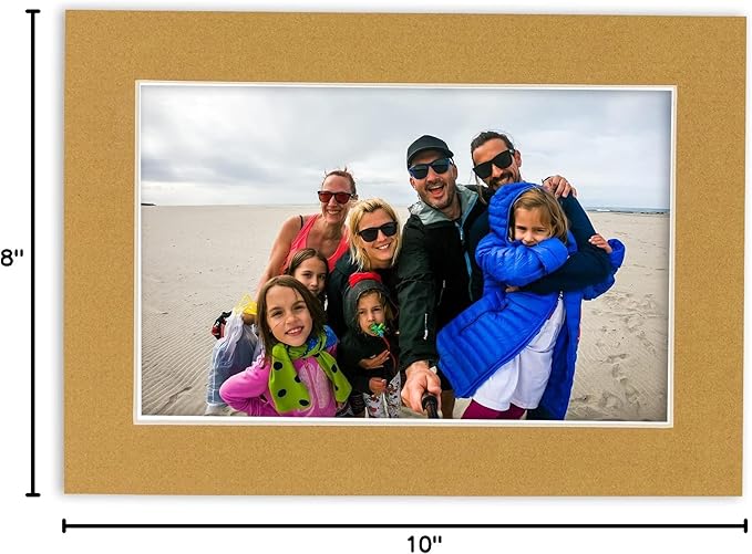 8x10 Mat Bevel Cut for 5.5x8.5 Photos - Acid Free Rattan Beige Precut Matboard - For Pictures, Photos, Framing - 4-ply Thickness