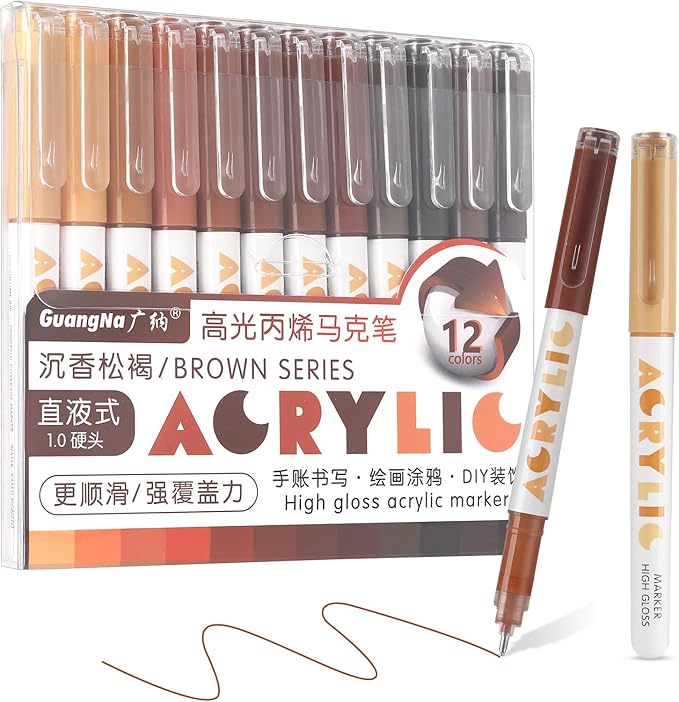 kander Direct Liquid Highlighter Acrylic Marker, 12 Colors Gel Pens with Bullet Tip, Strong Coverage, Large Ink Capacity, Multi-Purpose Paint Pens for Rock Painting, Crafts, DIY, Art Supplies