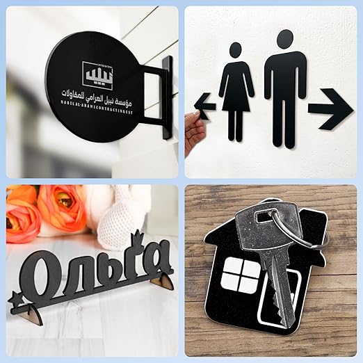 Laser Engraving Blank ABS Double Color Plastic Sheet, 11.8x6.49x0.05 inch Materials Double Color Plastic Sheet for Interior Signs, Badges, DIY Carving Pack of 12 (Black)