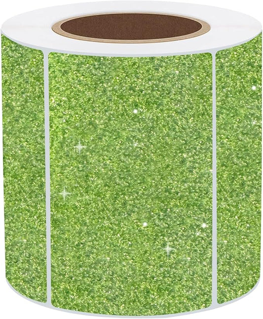 3x2 Inch Holographic Thermal Labels, Glitter Green Thermal Sticker Labels, Waterproof Thermal Printer Stickers for Price, Barcode, Name, Custom Logo Design, 200 Pcs/Roll