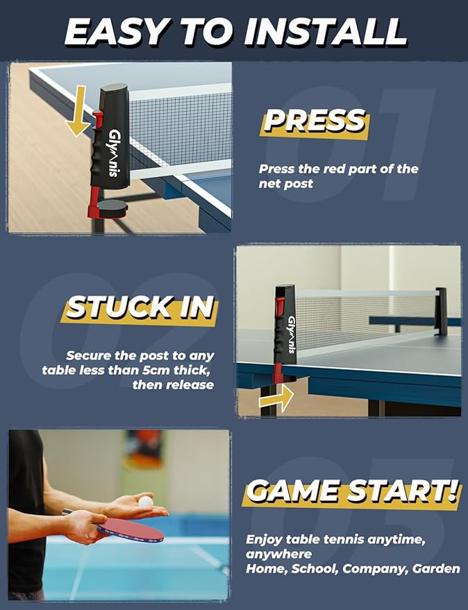 Glymnis Ping Pong Paddles Set Table Tennis Rackets with Balls, Storage Case for Indoor Outdoor Table Tennis Paddle Game Accessories