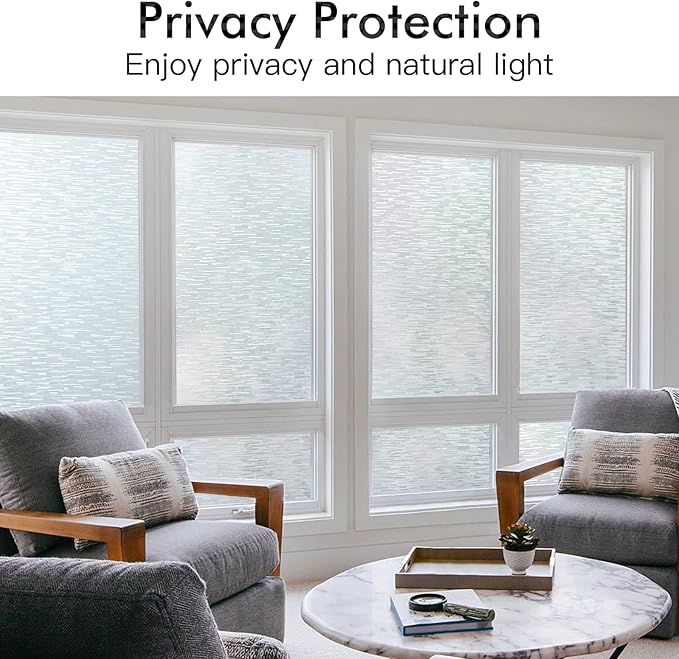 Haton Window Privacy Film, Frosted Glass Static Cling Sun Heat Blocking Window Clings, Frosting Opaque Coverings, Vinyl Removable Stickers Tint for Home Door Office, Non Adhesive 11.8" x 78.7"