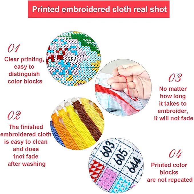 Dimxvean Stamped Cross Stitch Kits,Cross Stitch Kits for Adults Beginners,Embroidery Kits Full Range of Cross Stitch Stamped Kits Needlepoint Kits Cross Stitch Patterns-Colorful Owl 18x18 inch