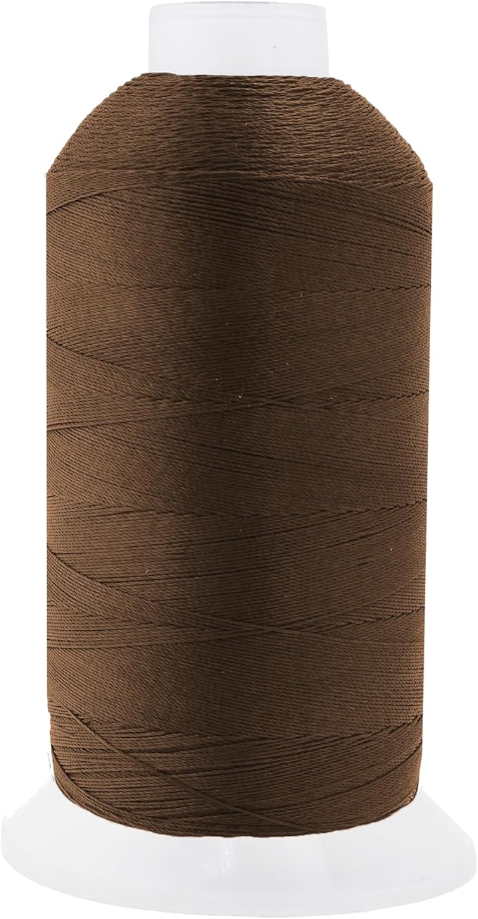 Mandala Crafts Dark Brown Heavy Duty Thread -1500 Yds Tex 90 Thread for Sewing Drapery Jeans Leather Hair - Bonded Polyester Outdoor Marine Upholstery