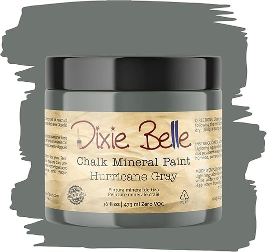 Dixie Belle Paint Company Chalk Finish Furniture Paint - Hurricane Gray (16oz) - Matte Medium Gray Chic Chalk Mineral DIY Furniture Paint