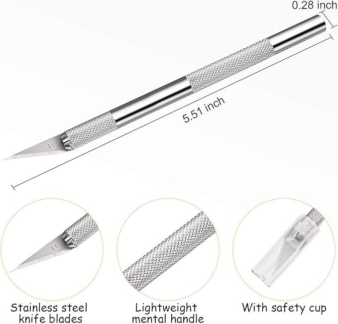 15 Pack Exacto Knife Set, Hobby Knife, Back to School Supplies Craft Knifes Kit for Art, Carving, DIY, Scrapbooking, Art, Cutting, Stencil(Silver)