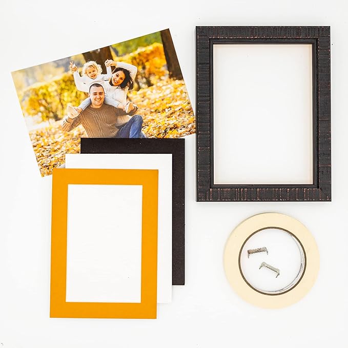 Pack of 25 Acid Free 8x10 Mats Bevel Cut for 6x8 Photos - Golden Orange Precut Matboards With Backing Boards and Clear Photo Mat Bags For Pictures, Photos, Framing - 4-ply Thickness
