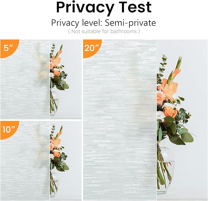 Haton Window Privacy Film, Frosted Glass Static Cling Sun Heat Blocking Window Clings, Frosting Opaque Coverings Stickers Tint for Home Office Door, Non Adhesive, White 23.6" x 78.7"