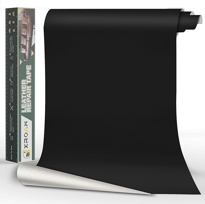 Leather Repair Tape, 16x40 inch Leather Patches for Furniture, Self Adhesive Leather Repair Patch for Sofas, Couches, Leather Covers, Seats, Chairs, Vinyl Repair Tape Black-Fine Grain