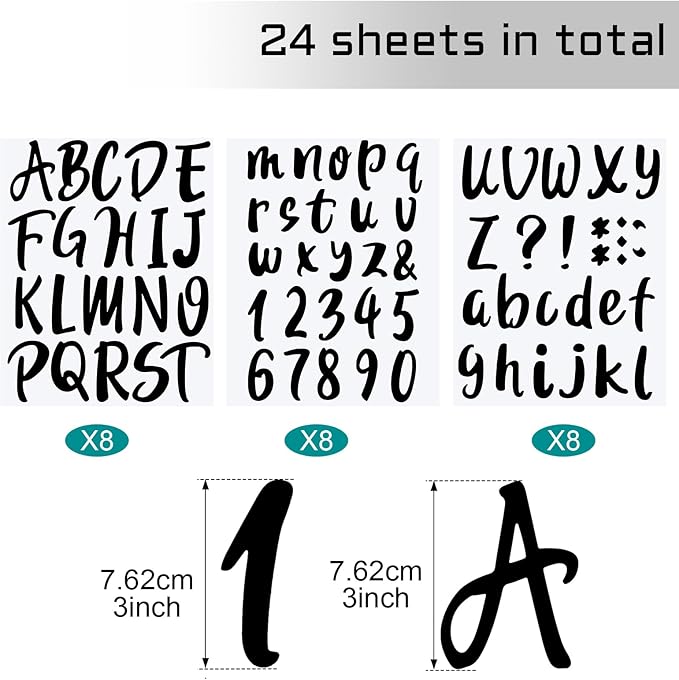 Outus 576 Pieces 8 Sheets Letters Stickers Self Adhesive Vinyl Letter Alphabet Number Stickers Mailbox Numbers Sticker, Decals for Classroom Decor, Sign, Door(Black,3 Inch)