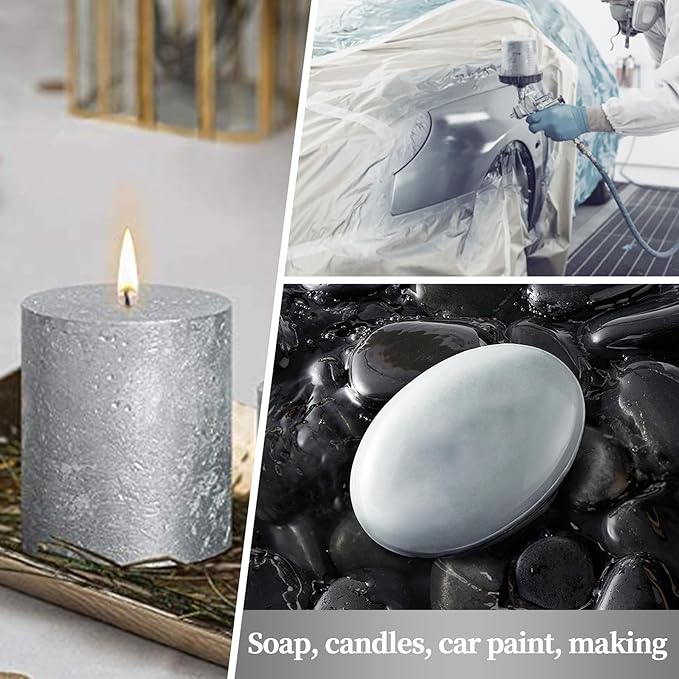 Silvery Mica Powder for Epoxy Resin，Natural Shimmer Mica Powder Used for Coloring car Spray Paint, Candles, soap, Eye Shadow, Lip Gloss, Nail Polish(50g/1.7oz)