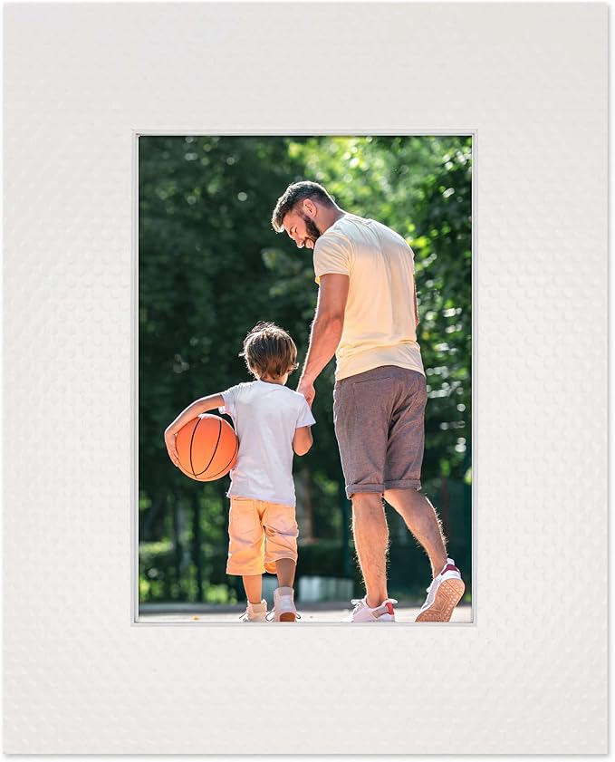 Pack of 25 Acid Free 8x10 Mats Bevel Cut for 5.5x8.5 Photos - Golf Ball Texture Precut Matboards For Pictures, Photos, Framing - 4-ply Thickness